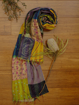 Ava Kantha Silk Sari Scarf