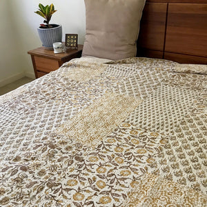 Floral Patchwork Kantha Quilt / Bedspread
